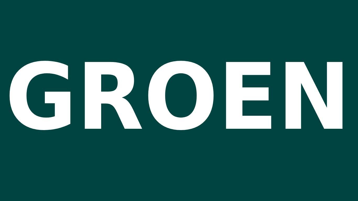 Groene achtergrond met de tekst &bdquo;groen&rdquo; in het wit.
